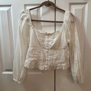 American Eagle Outfitters Cream Peasant Blouse